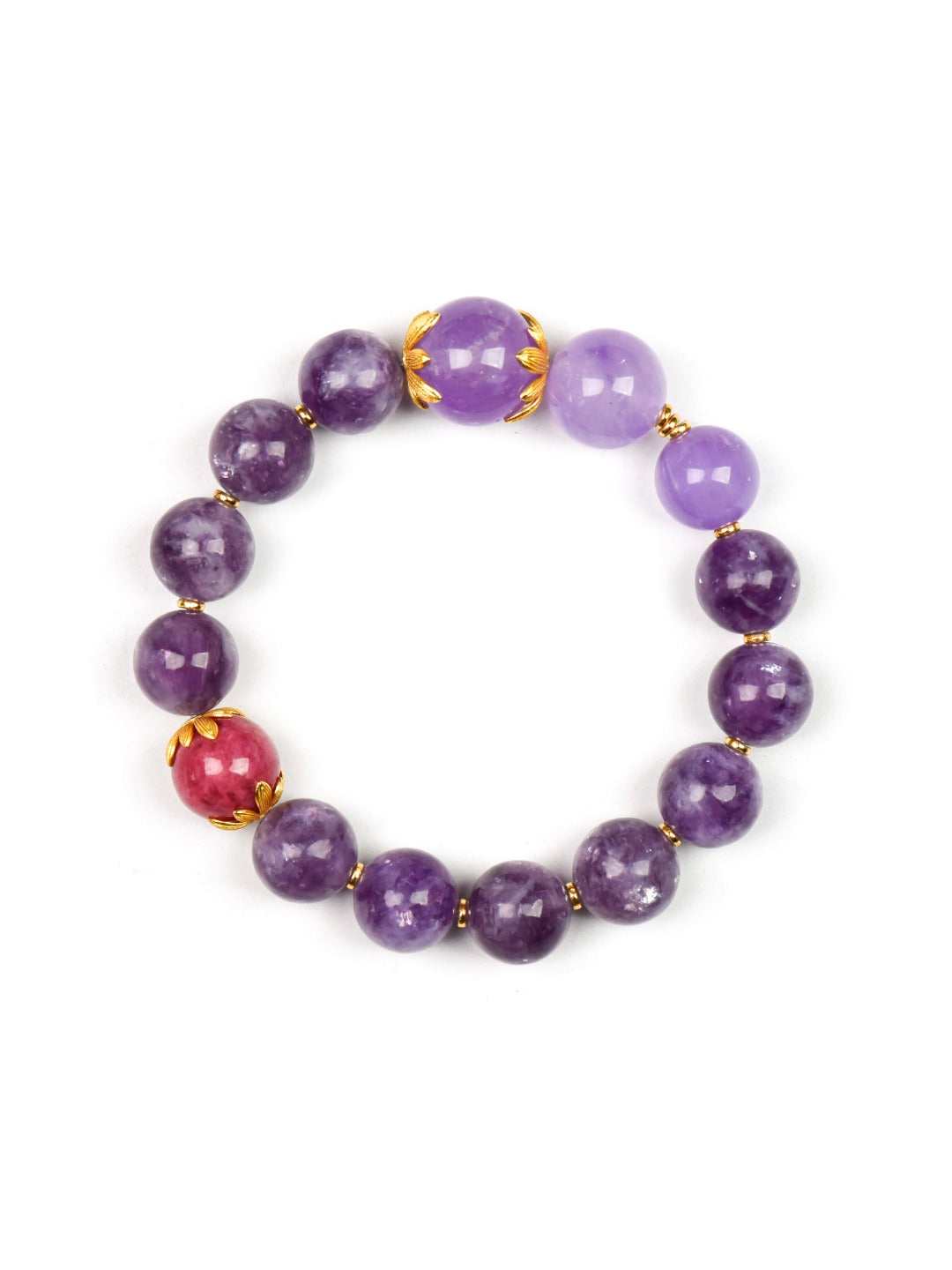 Natural Amethyst Crystal Bracelet — Amethyst, Lepidolite | Handmade Crystal Jewelry