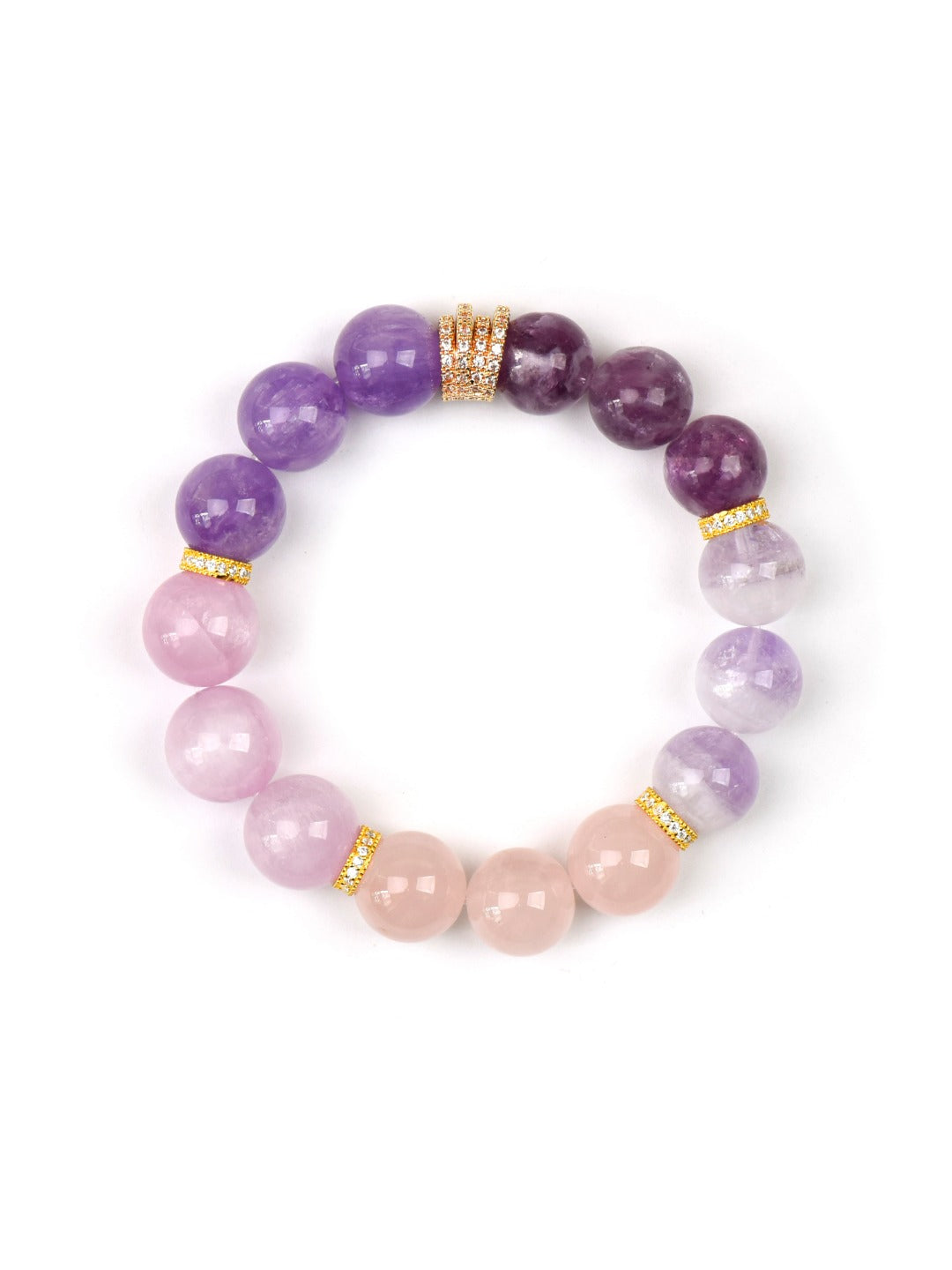 Natural Lepidolite Crystal Bracelet — Lepidolite, Kunzite, Purple Aura Quartz | Handmade Crystal Jewelry