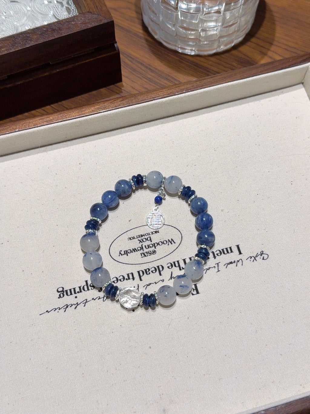 Natural Kyanite Crystal Bracelet — Kyanite, Lapis Lazuli | Handmade Crystal Jewelry