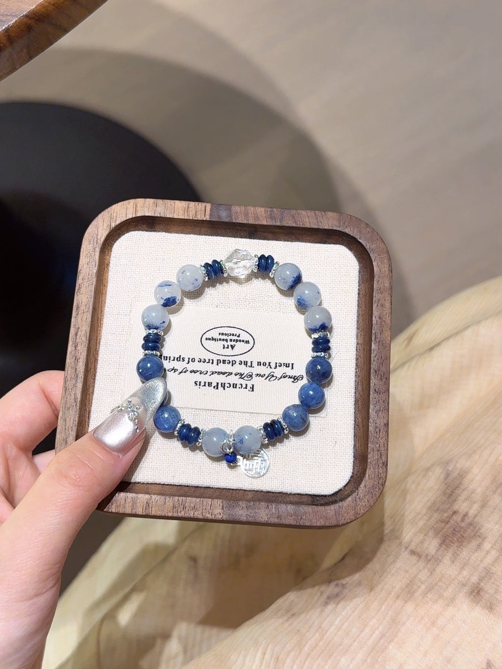 Natural Kyanite Crystal Bracelet — Kyanite, Lapis Lazuli | Handmade Crystal Jewelry