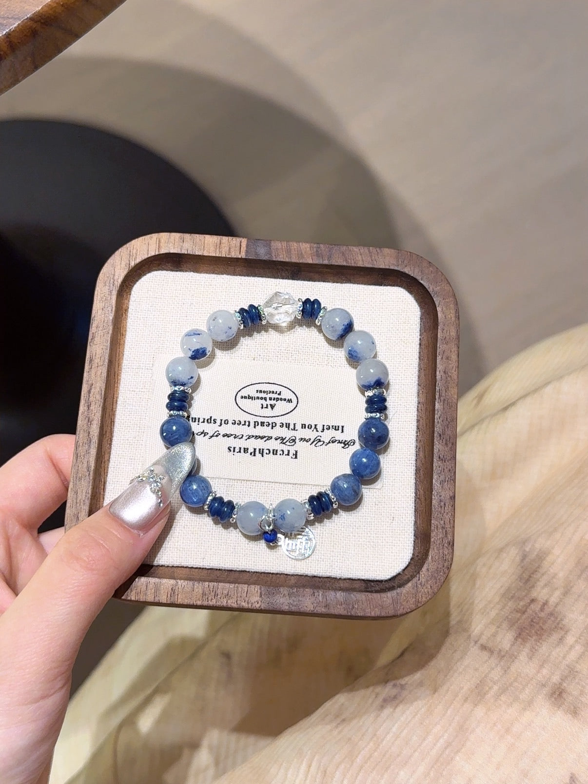 Natural Kyanite Crystal Bracelet — Kyanite, Lapis Lazuli | Handmade Crystal Jewelry