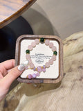 Natural Rose Quartz Crystal Bracelet — Rose Quartz, Kunzite, Green Jade, Charoite | Handmade Crystal Jewelry