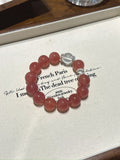 Natural Strawberry Quartz Crystal Bracelet — Strawberry Quartz, Clear Quartz | Handmade Crystal Jewelry