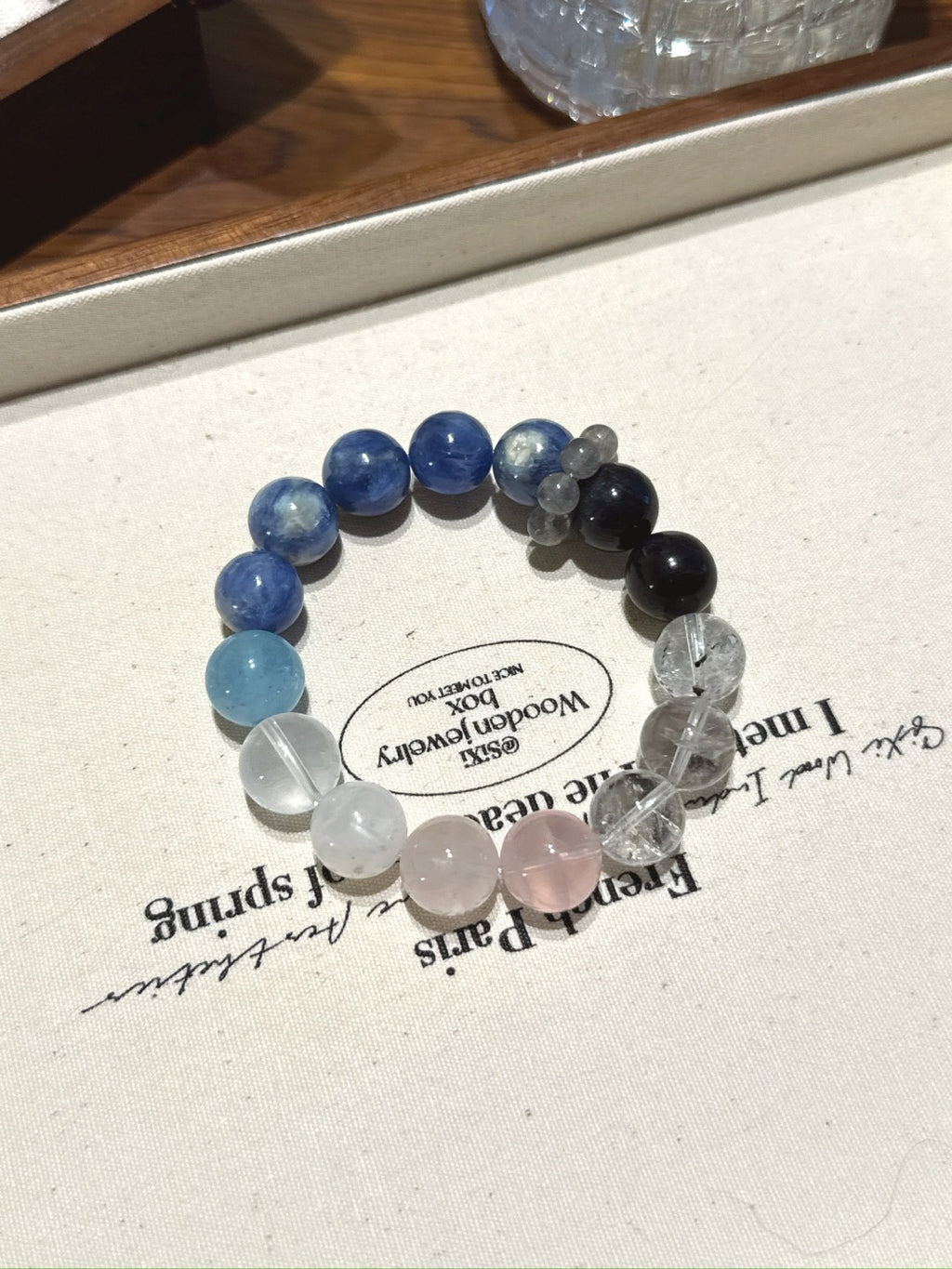 Natural Kyanite Crystal Bracelet — Kyanite, Aquamarine | Handmade Crystal Jewelry