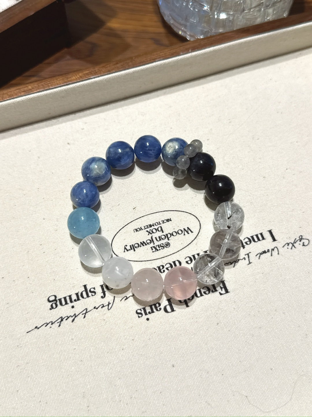 Natural Kyanite Crystal Bracelet — Kyanite, Aquamarine | Handmade Crystal Jewelry