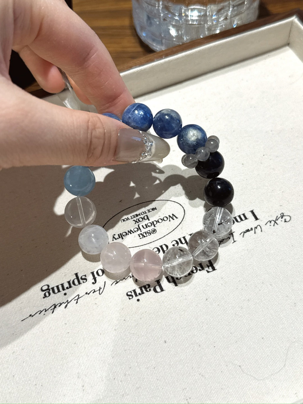 Natural Kyanite Crystal Bracelet — Kyanite, Aquamarine | Handmade Crystal Jewelry