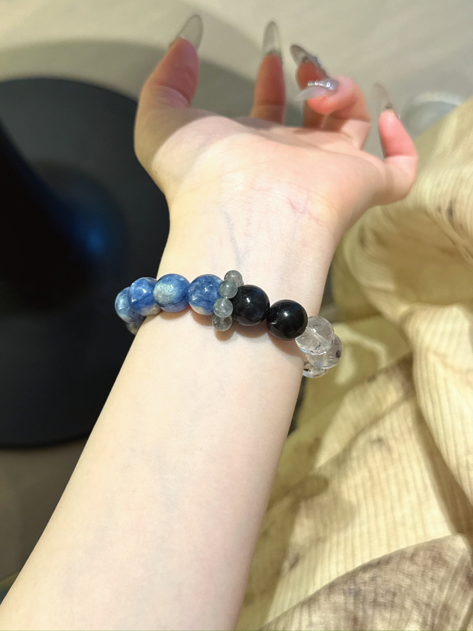 Natural Kyanite Crystal Bracelet — Kyanite, Aquamarine | Handmade Crystal Jewelry