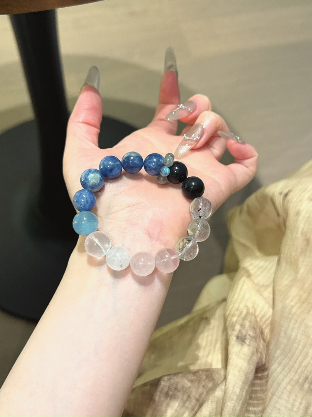 Natural Kyanite Crystal Bracelet — Kyanite, Aquamarine | Handmade Crystal Jewelry