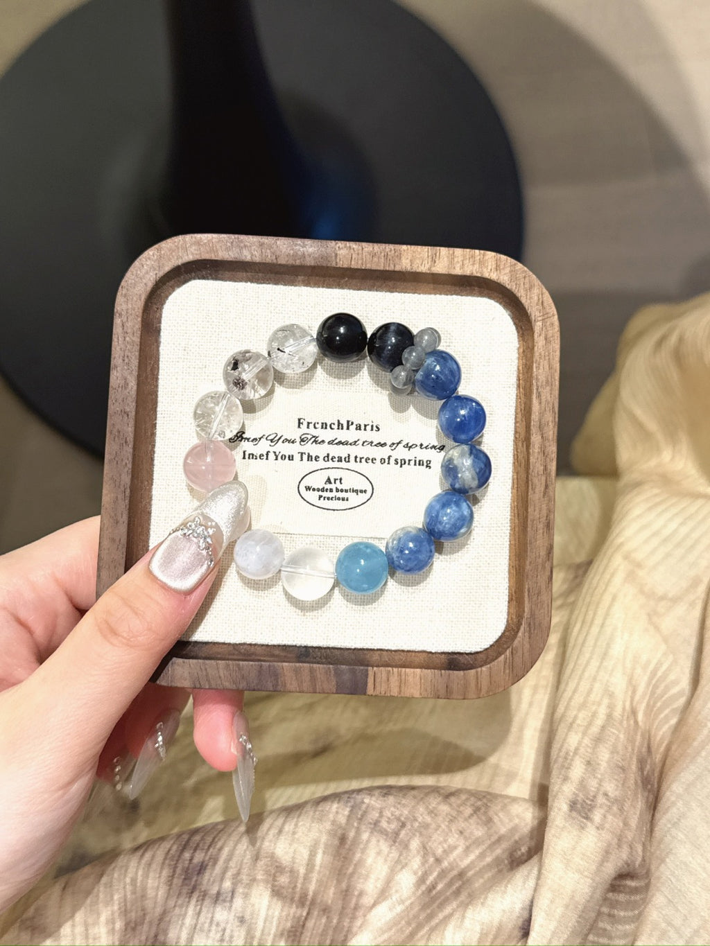 Natural Kyanite Crystal Bracelet — Kyanite, Aquamarine | Handmade Crystal Jewelry