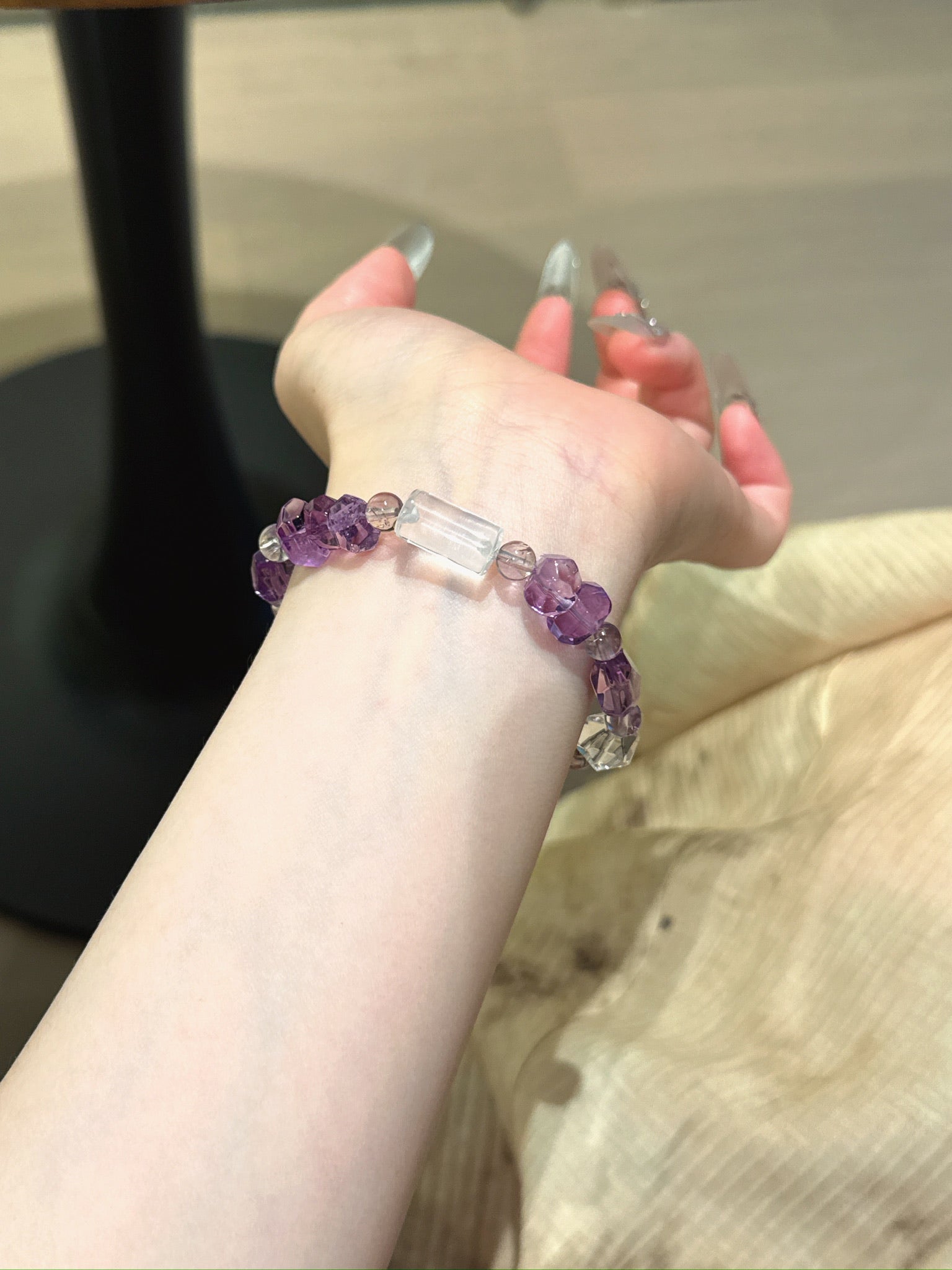 Natural Amethyst Crystal Bracelet — Amethyst, Clear Quartz | Handmade Crystal Jewelry