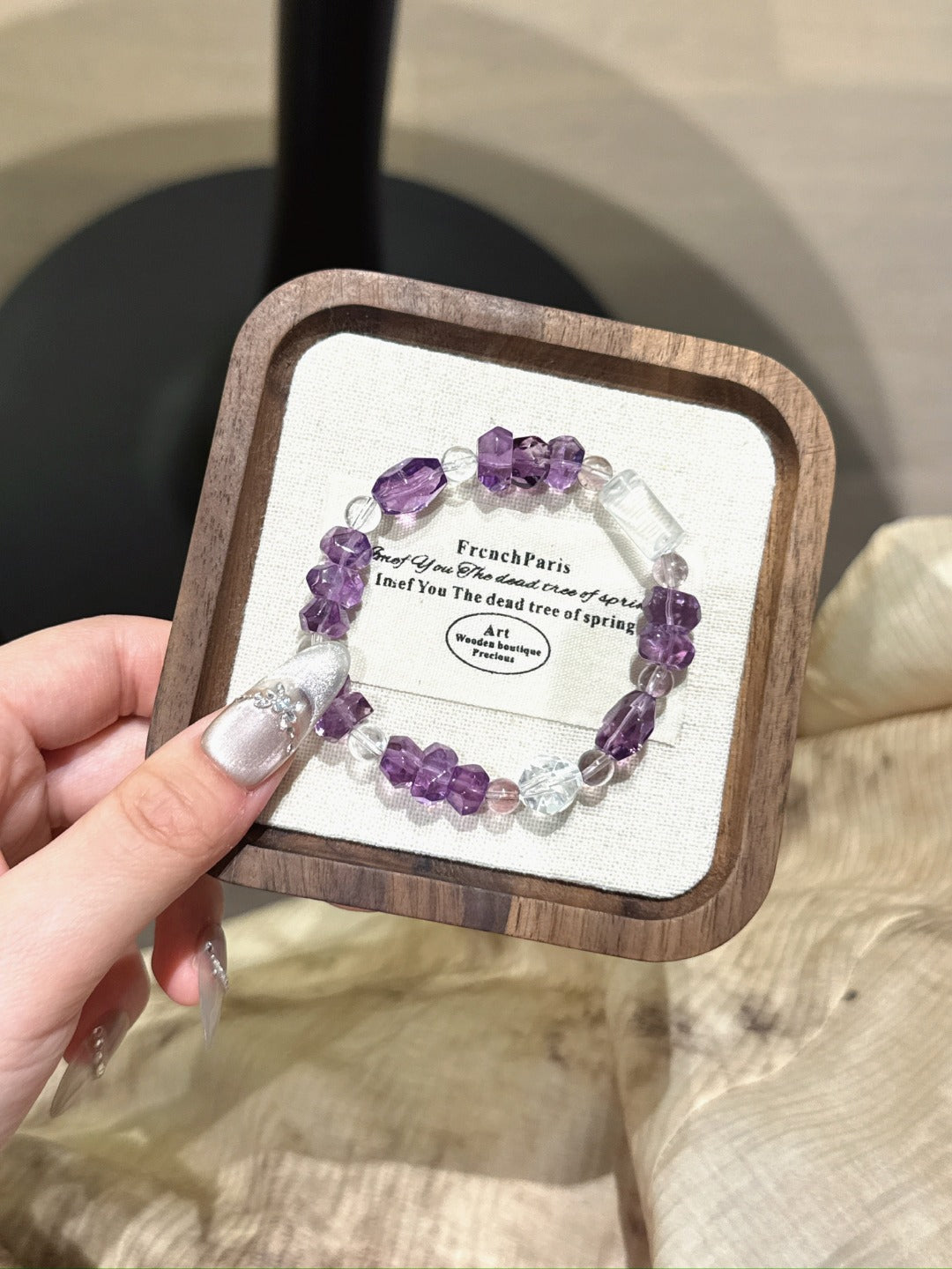 Natural Amethyst Crystal Bracelet — Amethyst, Clear Quartz | Handmade Crystal Jewelry