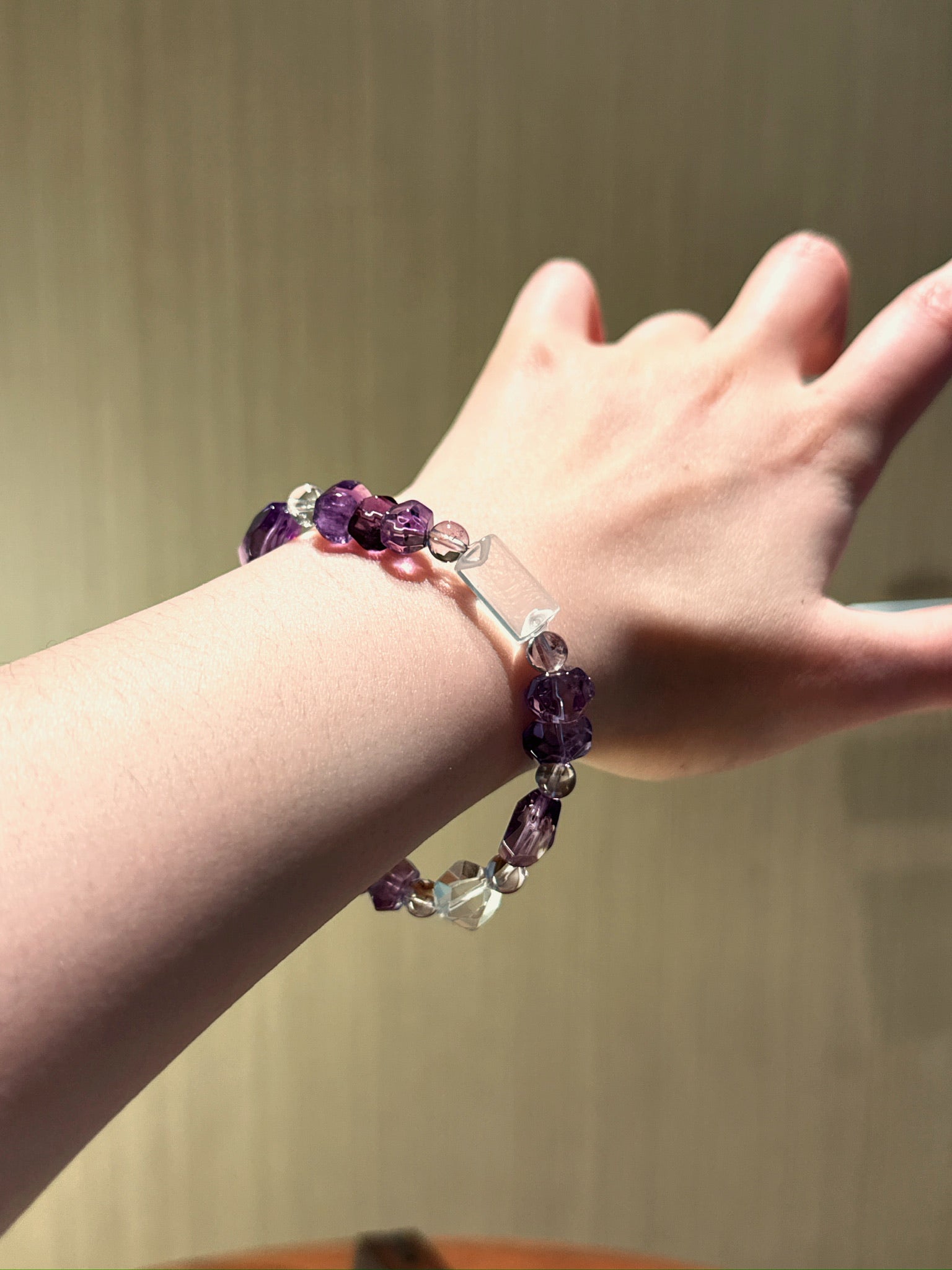 Natural Amethyst Crystal Bracelet — Amethyst, Clear Quartz | Handmade Crystal Jewelry