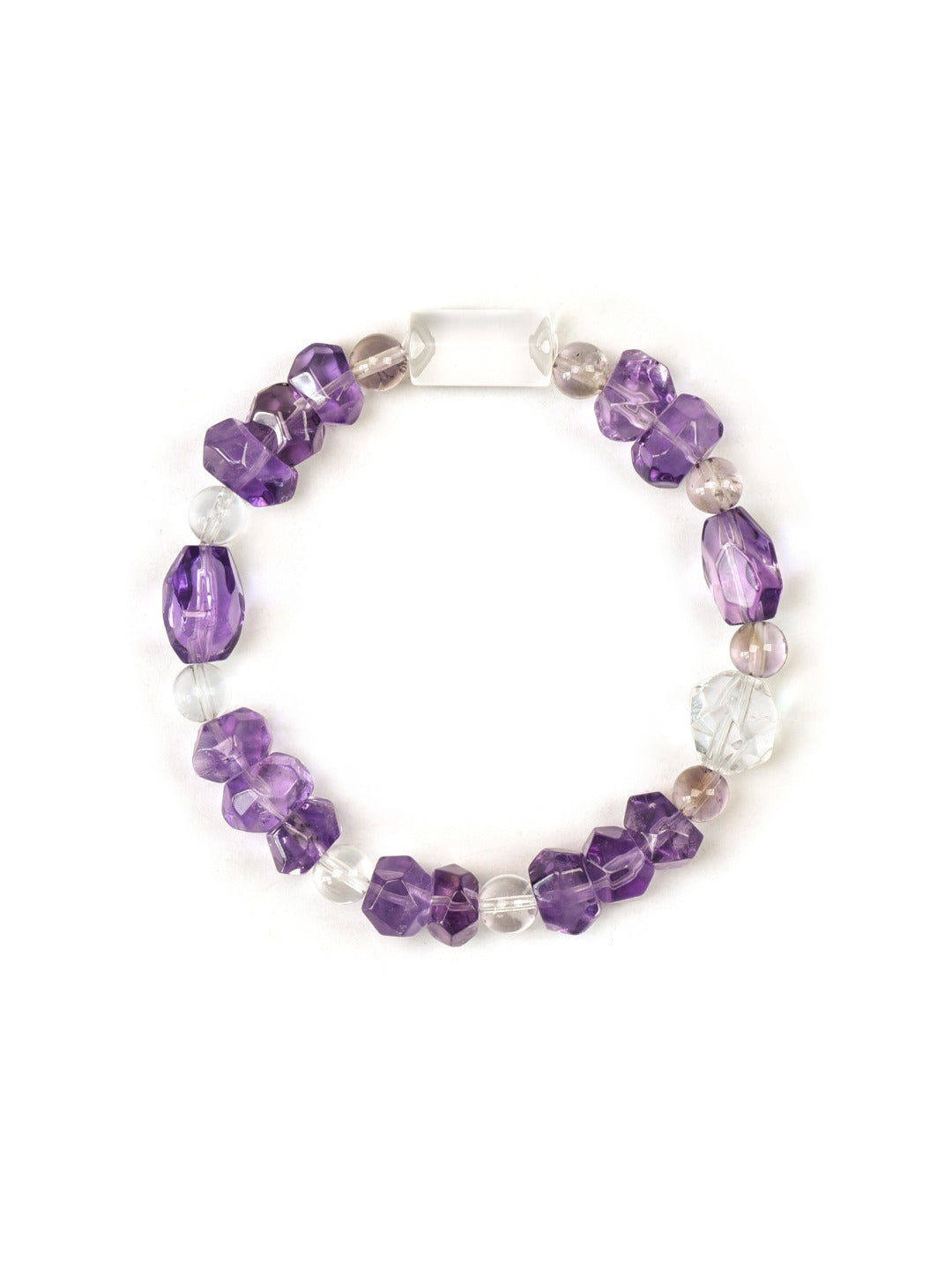 Natural Amethyst Crystal Bracelet — Amethyst, Clear Quartz | Handmade Crystal Jewelry