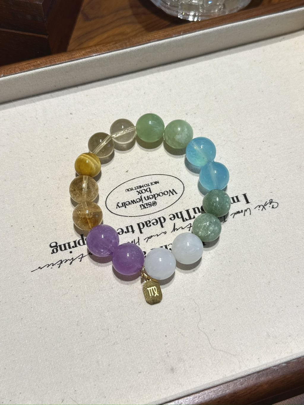 Virgo (Constellation) Natural Crystal Bracelet — Aquamarine, Xiuyan Jade, Citrine, Lavender Amethyst, Moonstone… | Zodiac Crystal Jewelry