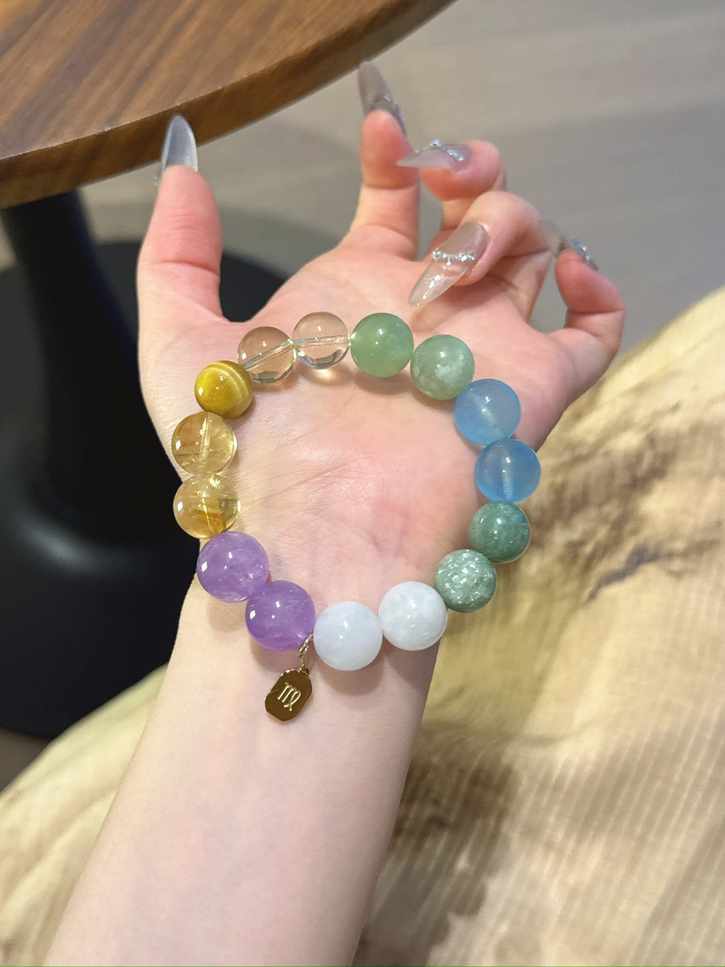 Virgo (Constellation) Natural Crystal Bracelet — Aquamarine, Xiuyan Jade, Citrine, Lavender Amethyst, Moonstone… | Zodiac Crystal Jewelry
