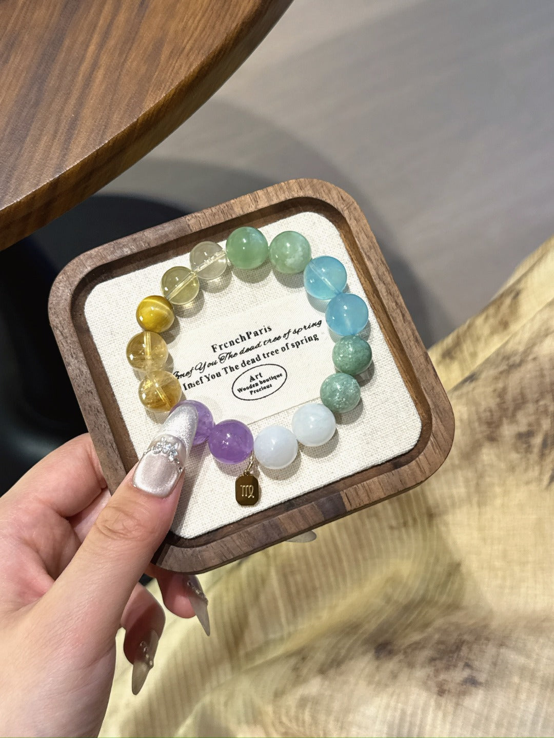 Virgo (Constellation) Natural Crystal Bracelet — Aquamarine, Xiuyan Jade, Citrine, Lavender Amethyst, Moonstone… | Zodiac Crystal Jewelry