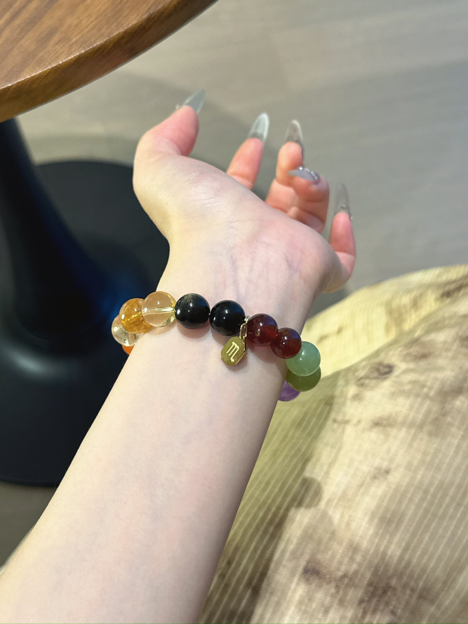 Scorpio (Constellation) Natural Crystal Bracelet — Garnet, Xiuyan Jade, Lavender Amethyst, Amethyst, Rose Quartz… | Zodiac Crystal Jewelry