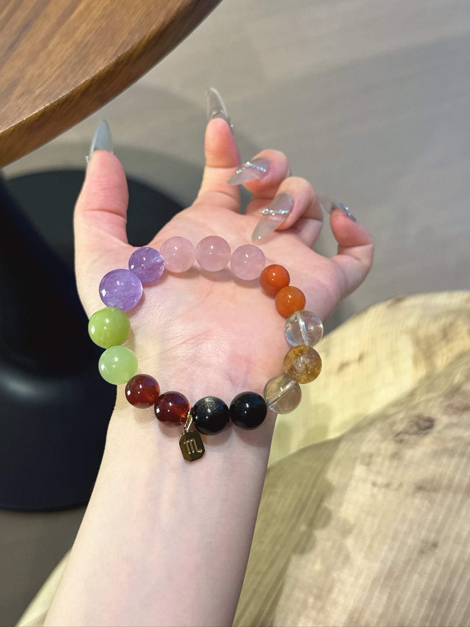 Scorpio (Constellation) Natural Crystal Bracelet — Garnet, Xiuyan Jade, Lavender Amethyst, Amethyst, Rose Quartz… | Zodiac Crystal Jewelry