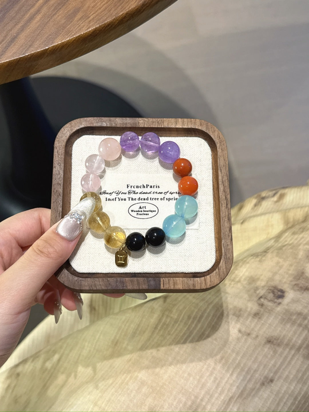 Gemini (Constellation) Natural Crystal Bracelet — Aquamarine, Red Agate, Lavender Amethyst, Amethyst, Rose Quartz… | Zodiac Crystal Jewelry