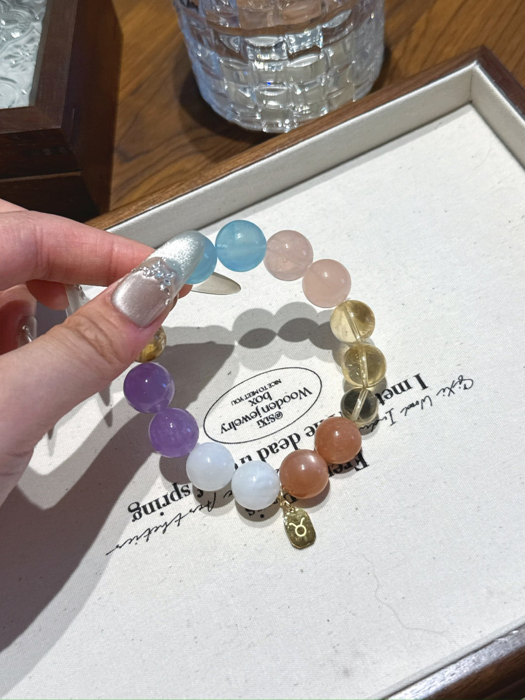 Taurus (Constellation) Natural Crystal Bracelet — Moonstone, Lavender Amethyst, Citrine, Aquamarine, Rose Quartz… | Zodiac Crystal Jewelry