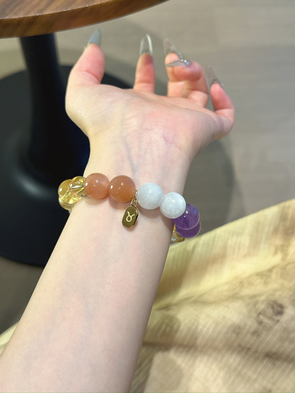 Taurus (Constellation) Natural Crystal Bracelet — Moonstone, Lavender Amethyst, Citrine, Aquamarine, Rose Quartz… | Zodiac Crystal Jewelry