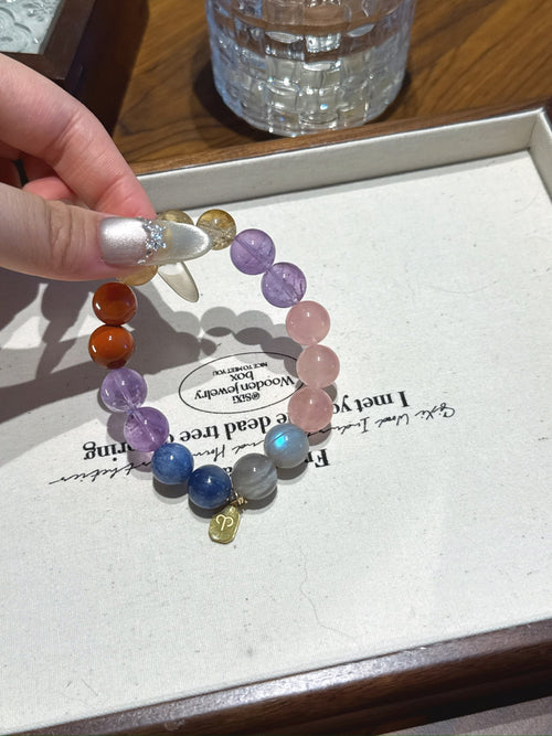 Aries (Constellation) Natural Crystal Bracelet — Rose Quartz, Amethyst, Citrine, Labradorite, Blue Quartz… | Zodiac Crystal Jewelry
