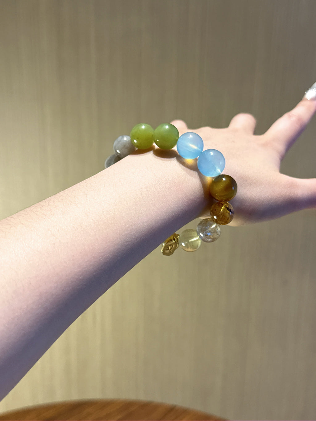Leo (Constellation) Natural Crystal Bracelet — Aquamarine, Citrine, Blue Quartz, Labradorite, Xiuyan Jade | Zodiac Crystal Jewelry
