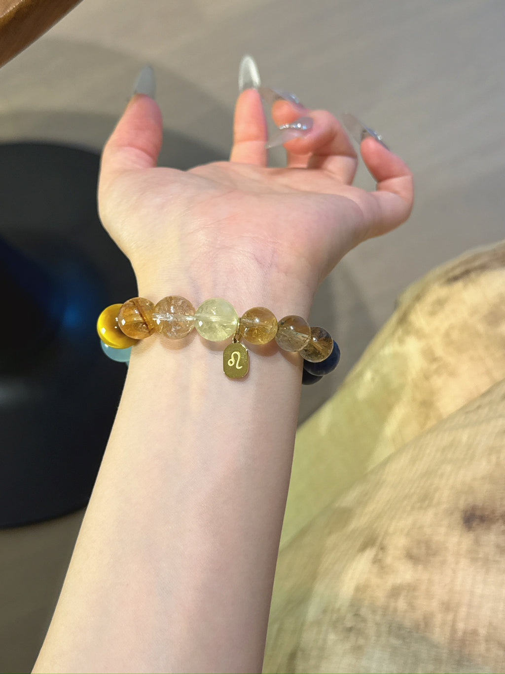 Leo (Constellation) Natural Crystal Bracelet — Aquamarine, Citrine, Blue Quartz, Labradorite, Xiuyan Jade | Zodiac Crystal Jewelry