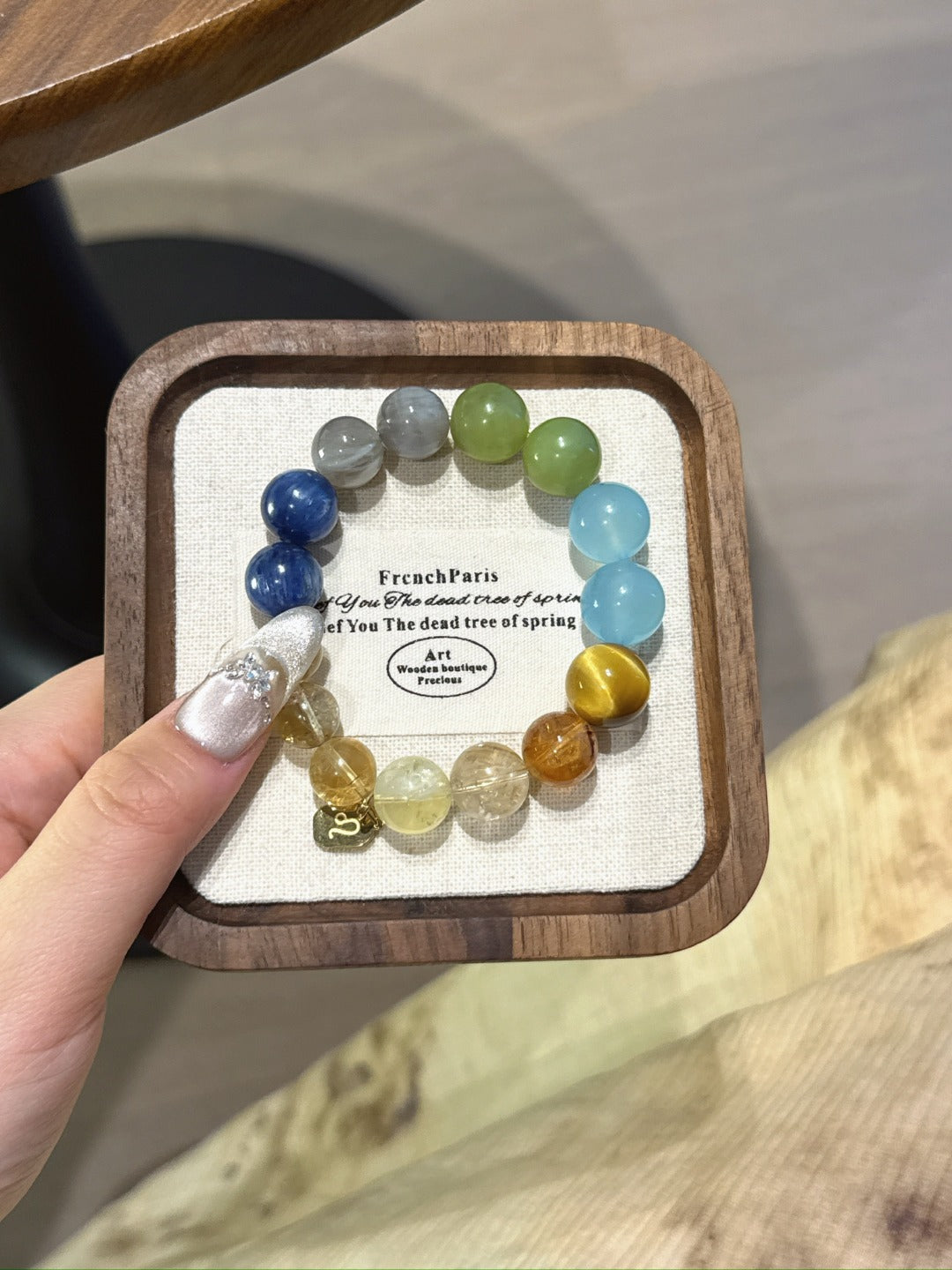 Leo (Constellation) Natural Crystal Bracelet — Aquamarine, Citrine, Blue Quartz, Labradorite, Xiuyan Jade | Zodiac Crystal Jewelry