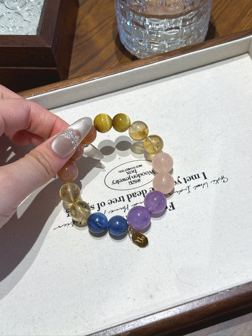 Capricorn (Constellation) Natural Crystal Bracelet — Lavender Amethyst, Rose Quartz, Citrine, Sunstone, Blue Quartz | Zodiac Crystal Jewelry
