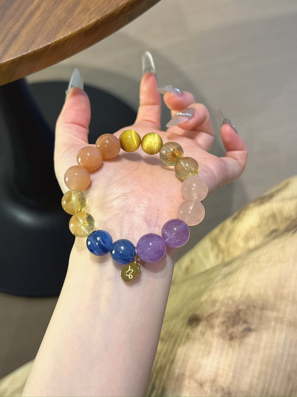 Capricorn (Constellation) Natural Crystal Bracelet — Lavender Amethyst, Rose Quartz, Citrine, Sunstone, Blue Quartz | Zodiac Crystal Jewelry