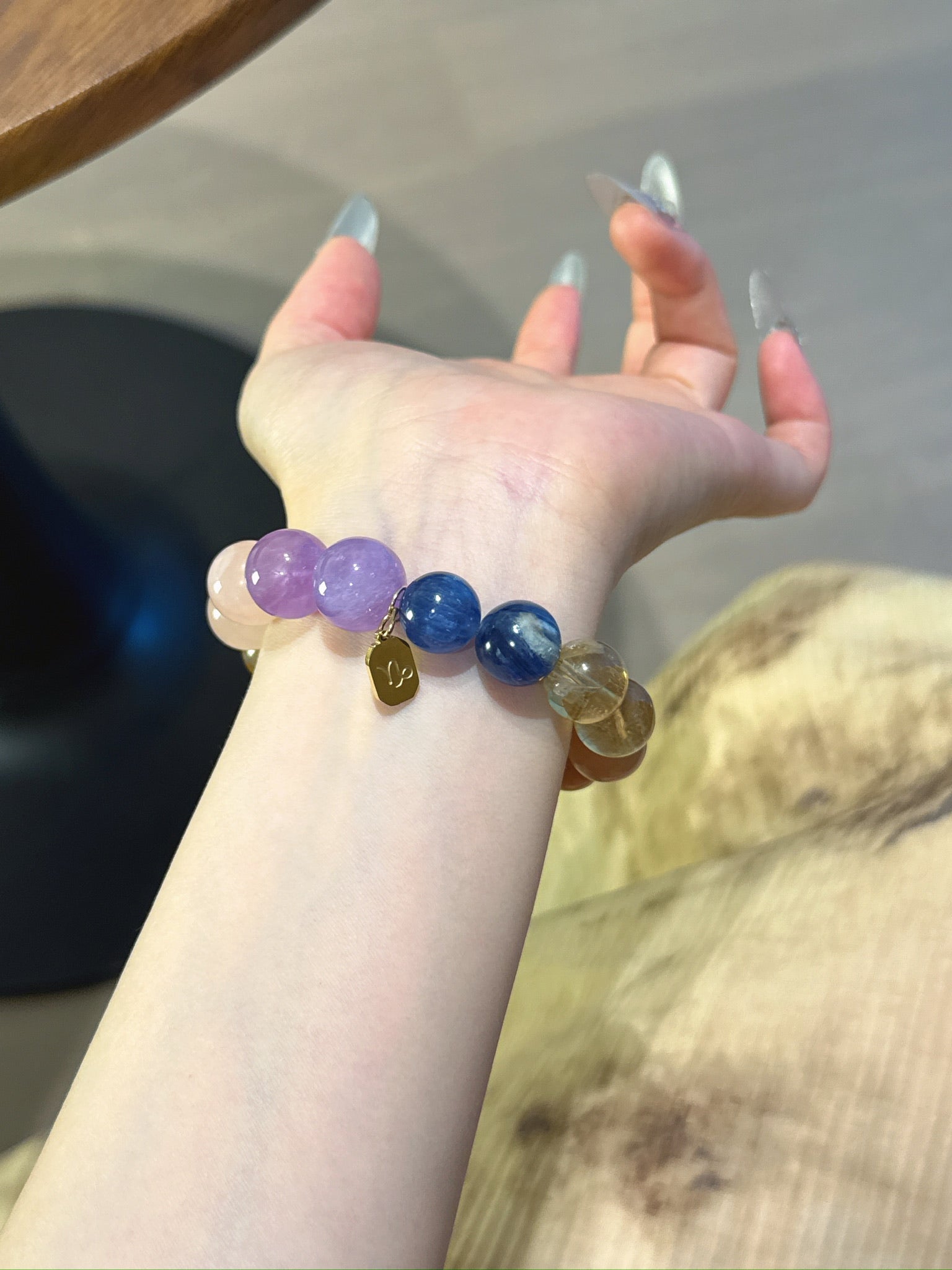 Capricorn (Constellation) Natural Crystal Bracelet — Lavender Amethyst, Rose Quartz, Citrine, Sunstone, Blue Quartz | Zodiac Crystal Jewelry