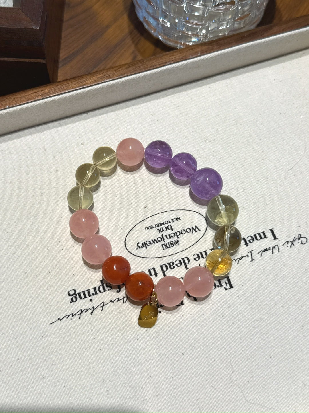 Sagittarius (Constellation) Natural Crystal Bracelet — Rose Quartz, Citrine, Lavender Amethyst, Amethyst, Red Agate | Zodiac Crystal Jewelry