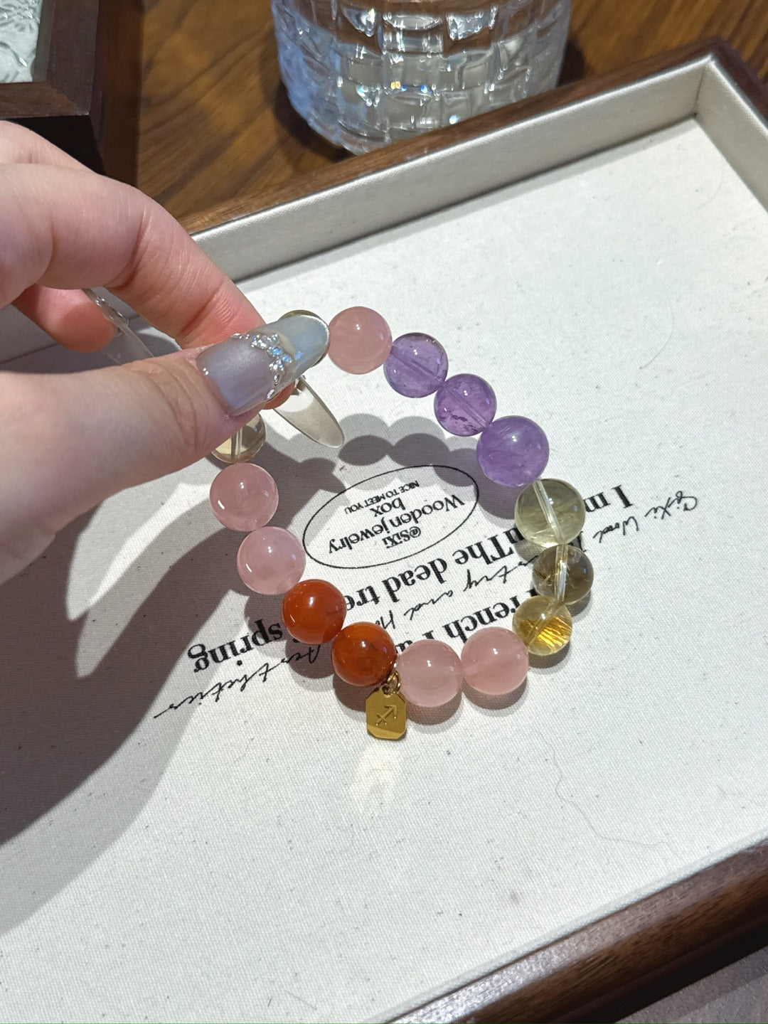 Sagittarius (Constellation) Natural Crystal Bracelet — Rose Quartz, Citrine, Lavender Amethyst, Amethyst, Red Agate | Zodiac Crystal Jewelry