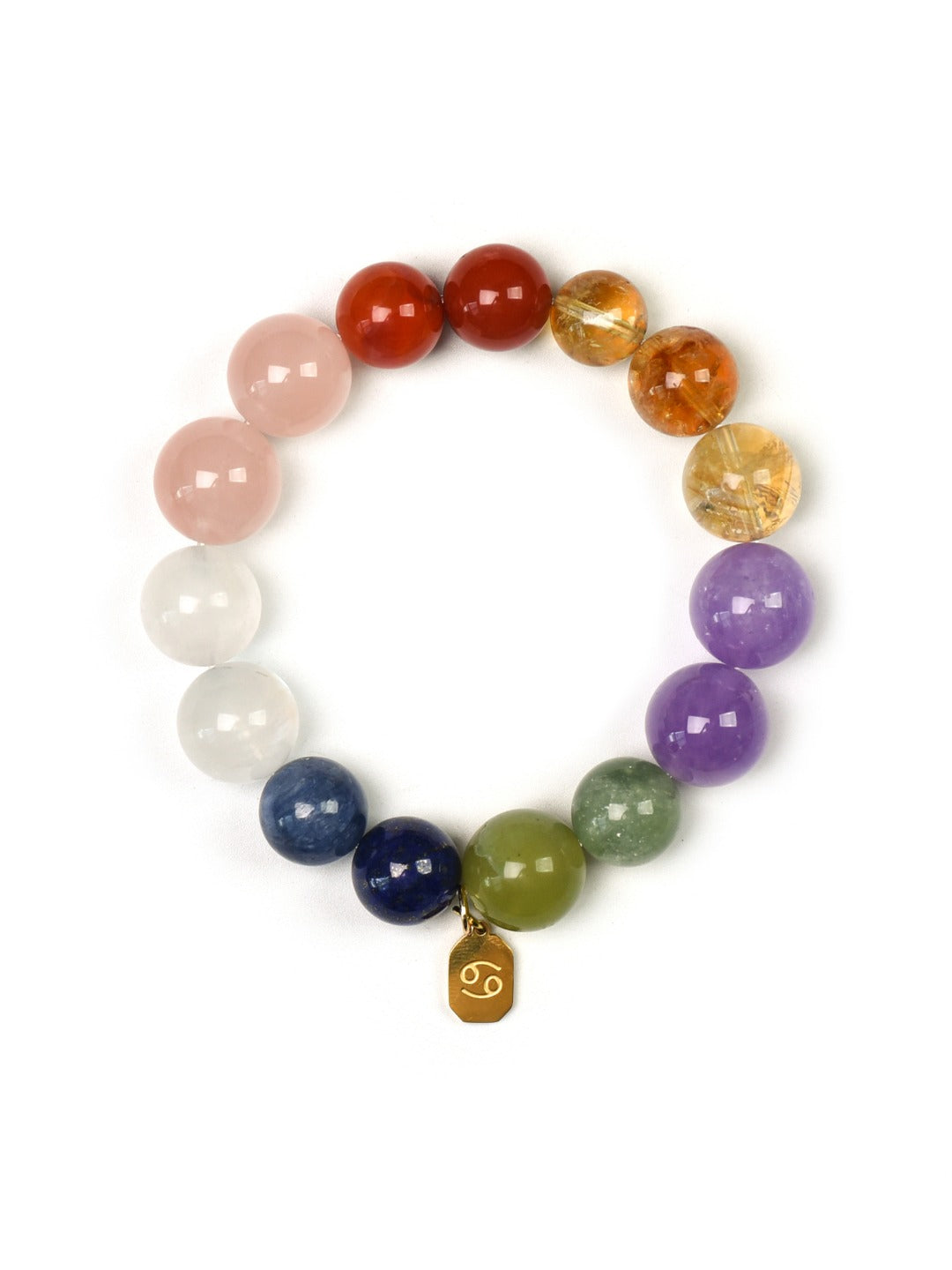 Cancer (Constellation) Natural Crystal Bracelet — Xiuyan Jade, Mica, Lavender Amethyst, Citrine, Red Agate… | Zodiac Crystal Jewelry