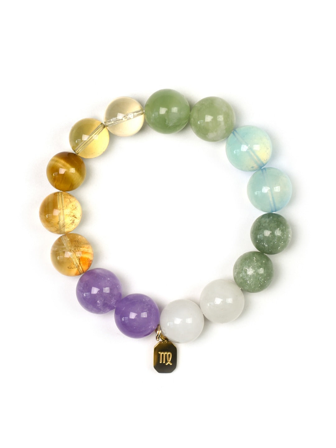 Virgo (Constellation) Natural Crystal Bracelet — Aquamarine, Xiuyan Jade, Citrine, Lavender Amethyst, Moonstone… | Zodiac Crystal Jewelry