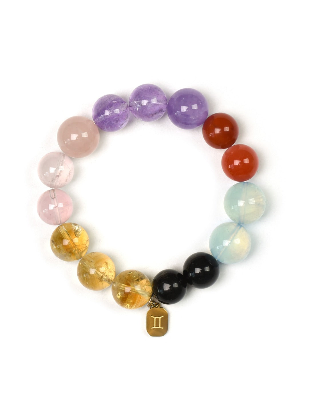 Gemini (Constellation) Natural Crystal Bracelet — Aquamarine, Red Agate, Lavender Amethyst, Amethyst, Rose Quartz… | Zodiac Crystal Jewelry