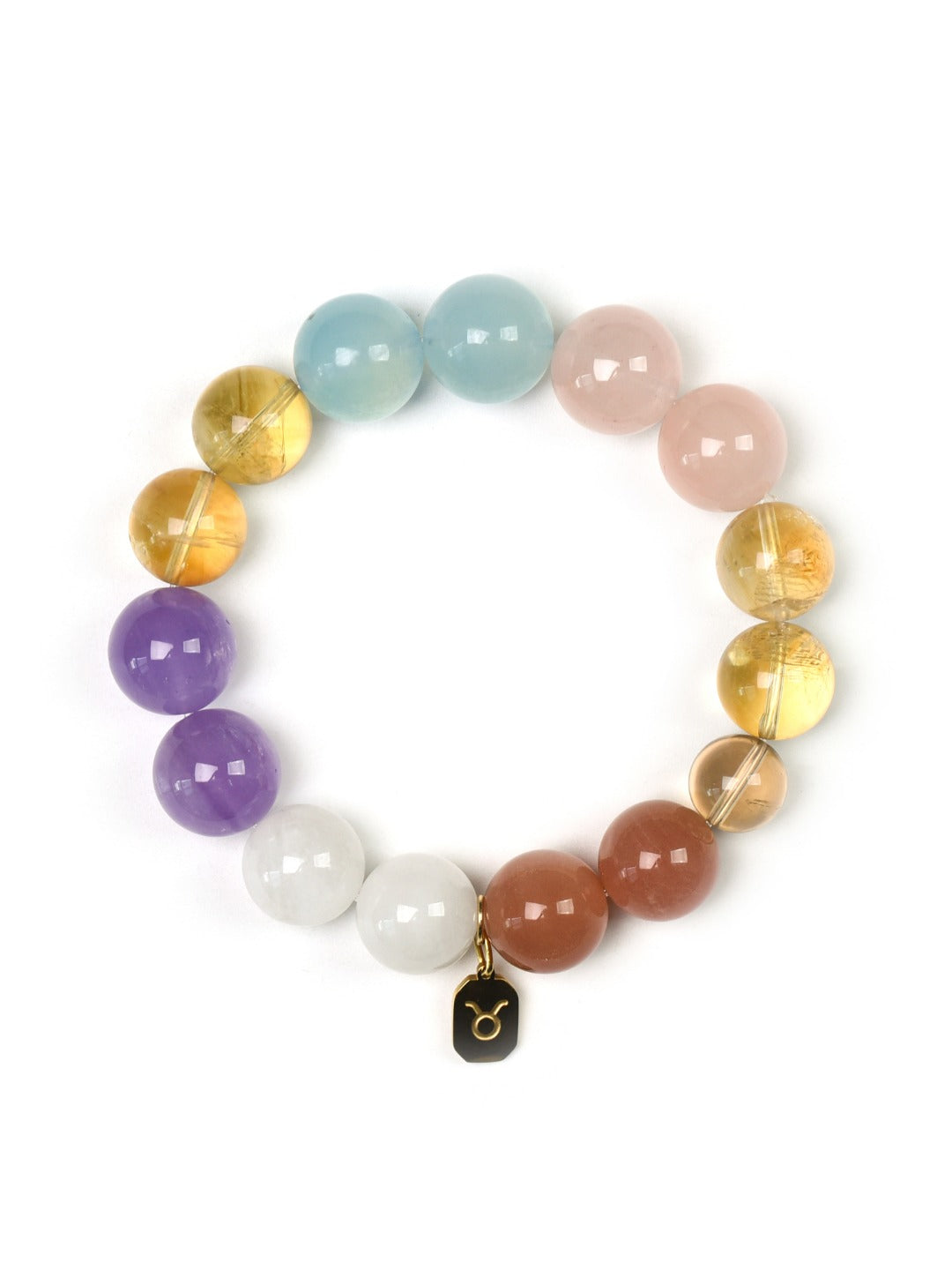 Taurus (Constellation) Natural Crystal Bracelet — Moonstone, Lavender Amethyst, Citrine, Aquamarine, Rose Quartz… | Zodiac Crystal Jewelry