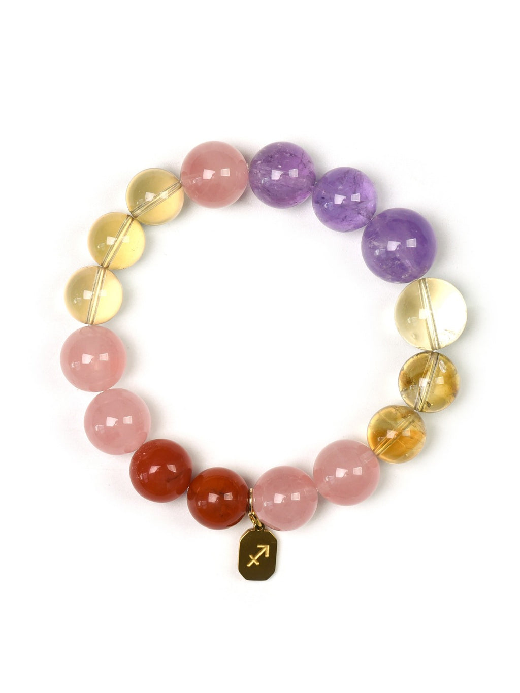 Sagittarius (Constellation) Natural Crystal Bracelet — Rose Quartz, Citrine, Lavender Amethyst, Amethyst, Red Agate | Zodiac Crystal Jewelry