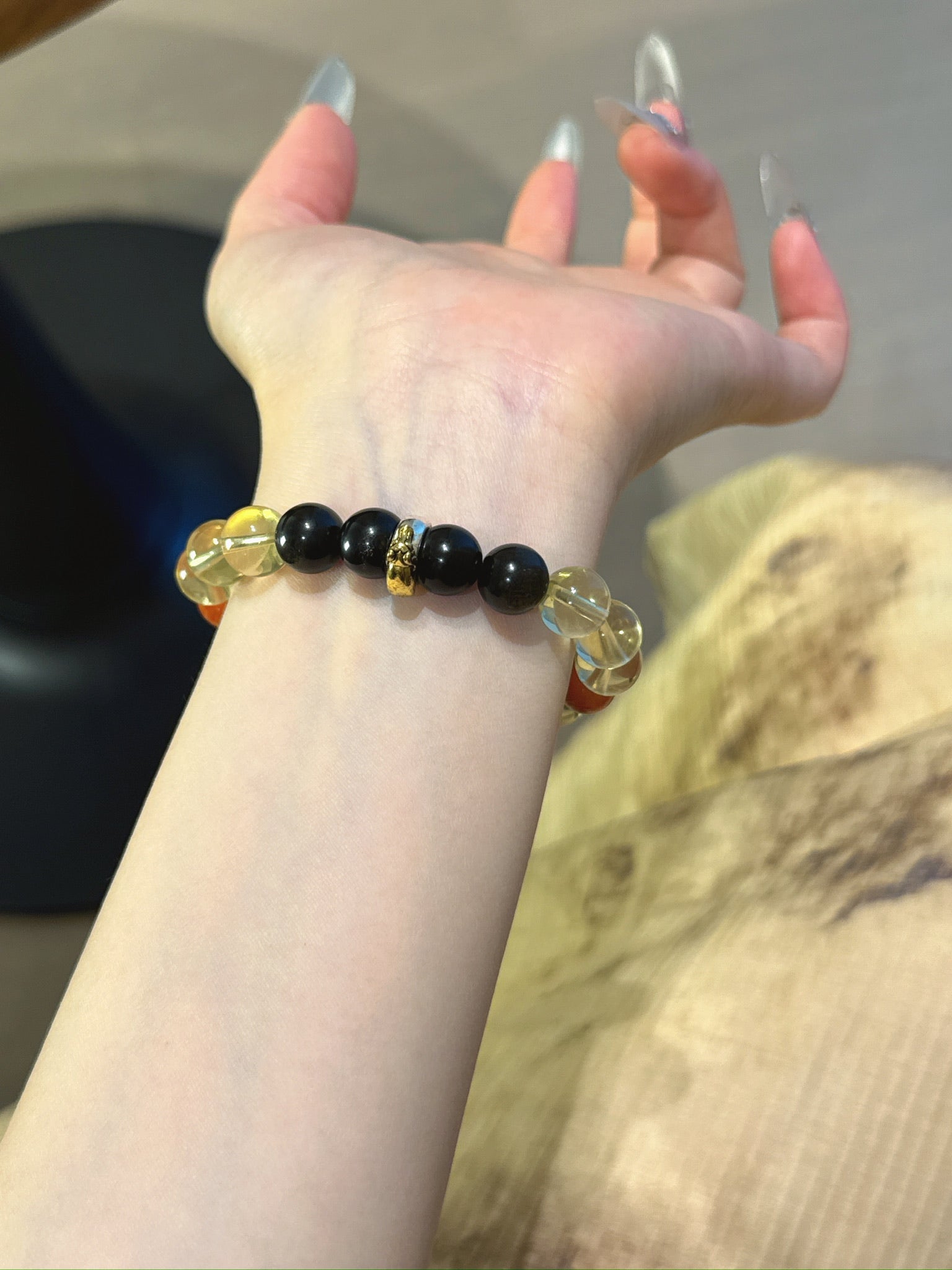 Dog (Chinese Zodiac) Natural Crystal Bracelet — Citrine, Gold Sheen Obsidian, Red Agate | Zodiac Crystal Jewelry