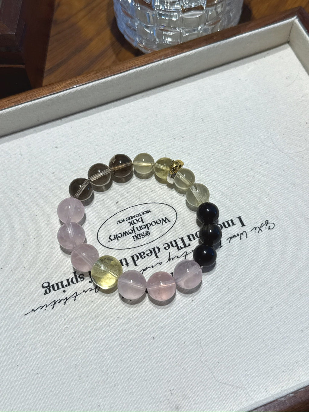Monkey (Chinese Zodiac) Natural Crystal Bracelet — Citrine, Smoky Quartz, Rose Quartz, Gold Sheen Obsidian | Zodiac Crystal Jewelry