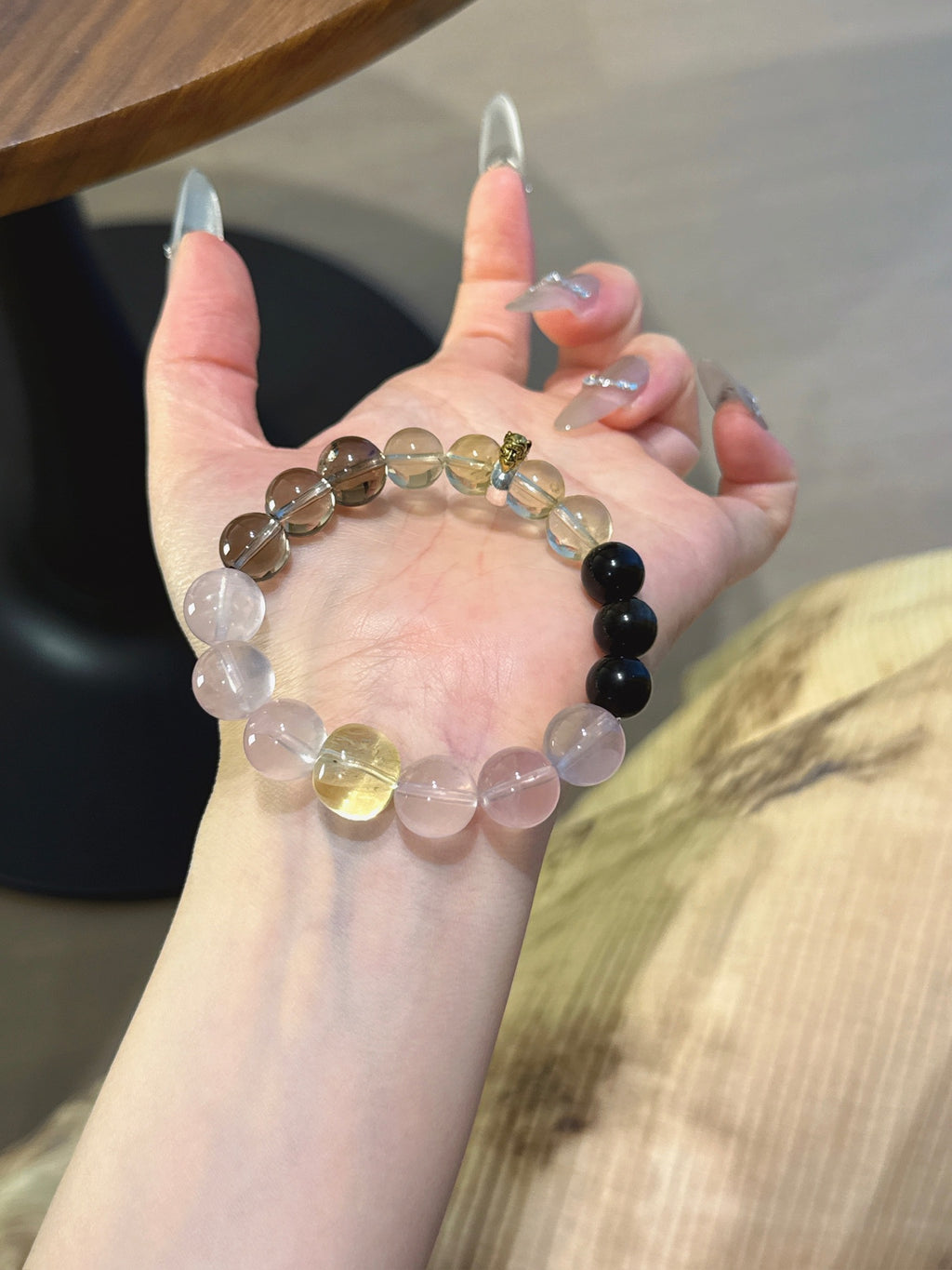 Monkey (Chinese Zodiac) Natural Crystal Bracelet — Citrine, Smoky Quartz, Rose Quartz, Gold Sheen Obsidian | Zodiac Crystal Jewelry