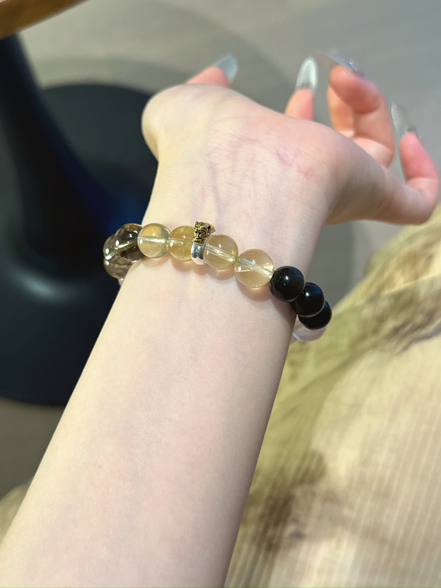 Monkey (Chinese Zodiac) Natural Crystal Bracelet — Citrine, Smoky Quartz, Rose Quartz, Gold Sheen Obsidian | Zodiac Crystal Jewelry