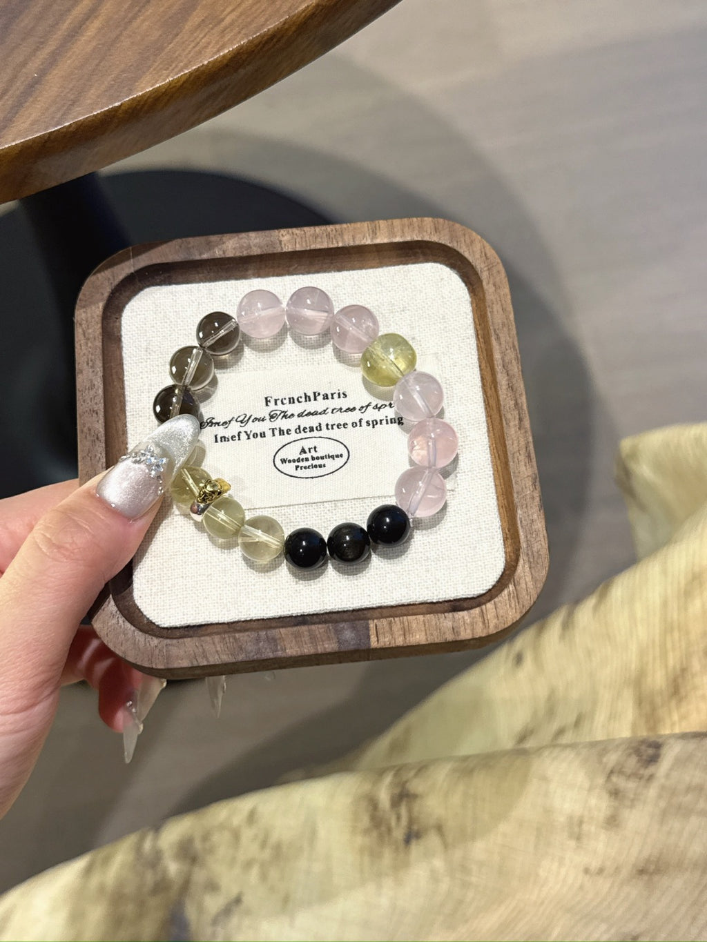 Monkey (Chinese Zodiac) Natural Crystal Bracelet — Citrine, Smoky Quartz, Rose Quartz, Gold Sheen Obsidian | Zodiac Crystal Jewelry