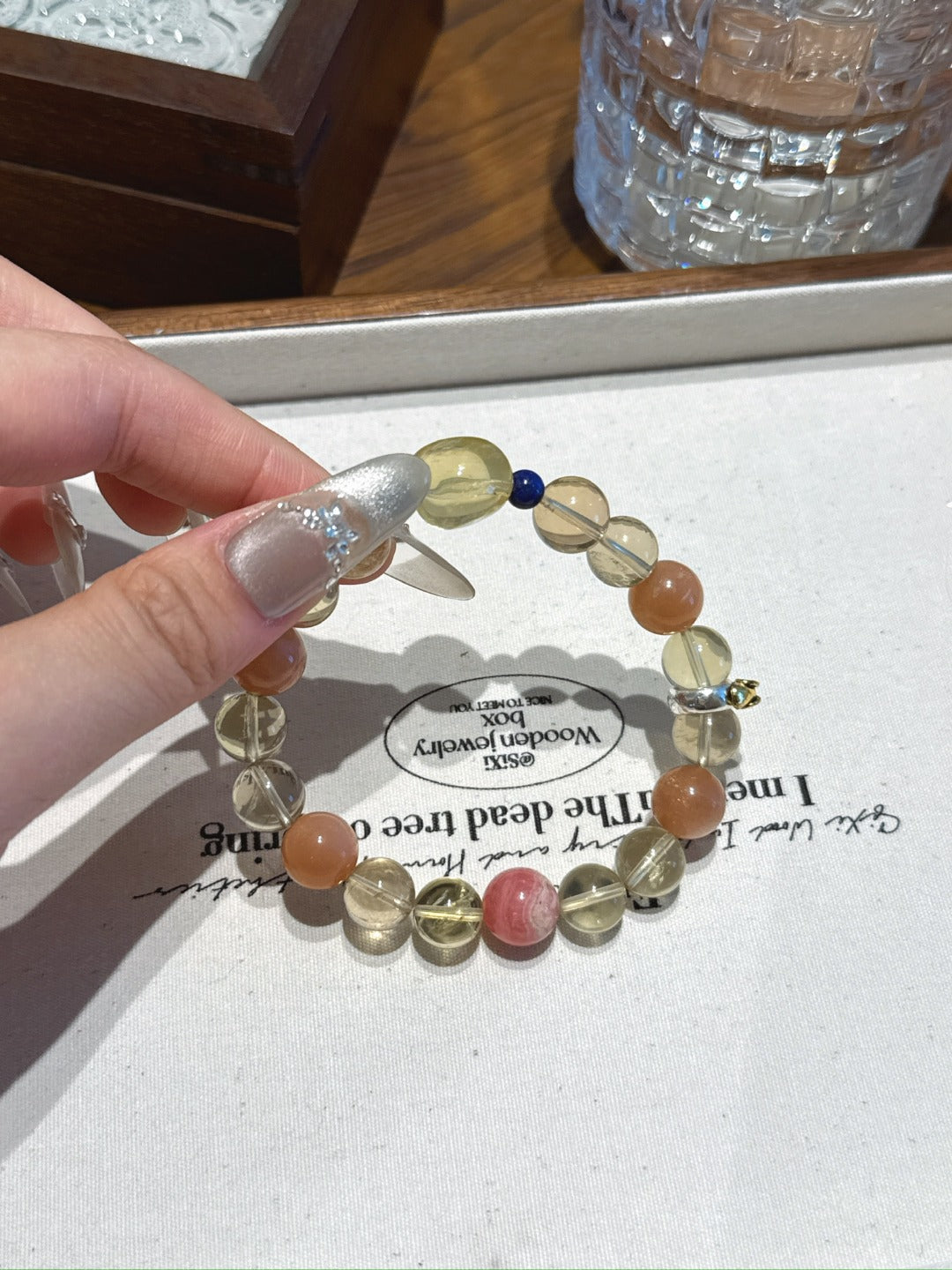 Goat (Chinese Zodiac) Natural Crystal Bracelet — Rhodochrosite, Citrine, Sunstone, Lapis Lazuli | Zodiac Crystal Jewelry