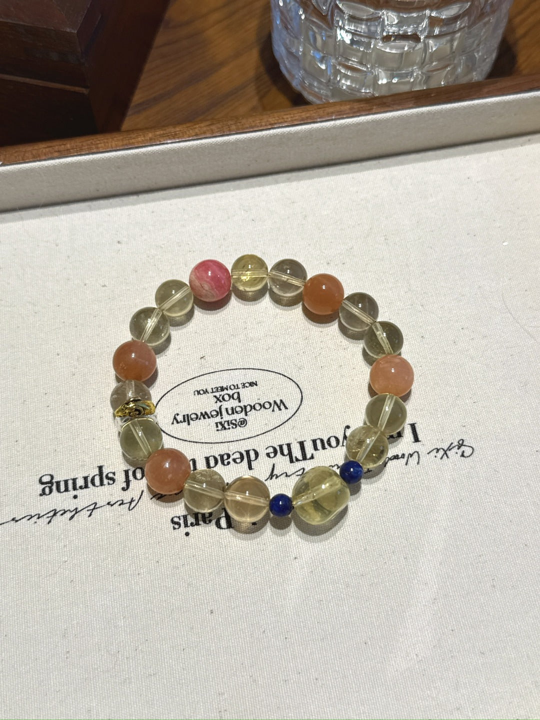 Goat (Chinese Zodiac) Natural Crystal Bracelet — Rhodochrosite, Citrine, Sunstone, Lapis Lazuli | Zodiac Crystal Jewelry