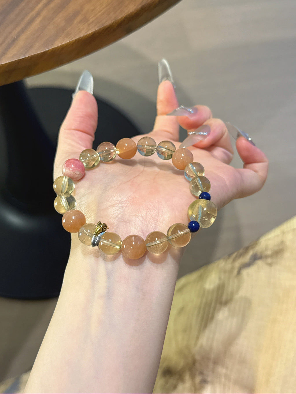 Goat (Chinese Zodiac) Natural Crystal Bracelet — Rhodochrosite, Citrine, Sunstone, Lapis Lazuli | Zodiac Crystal Jewelry