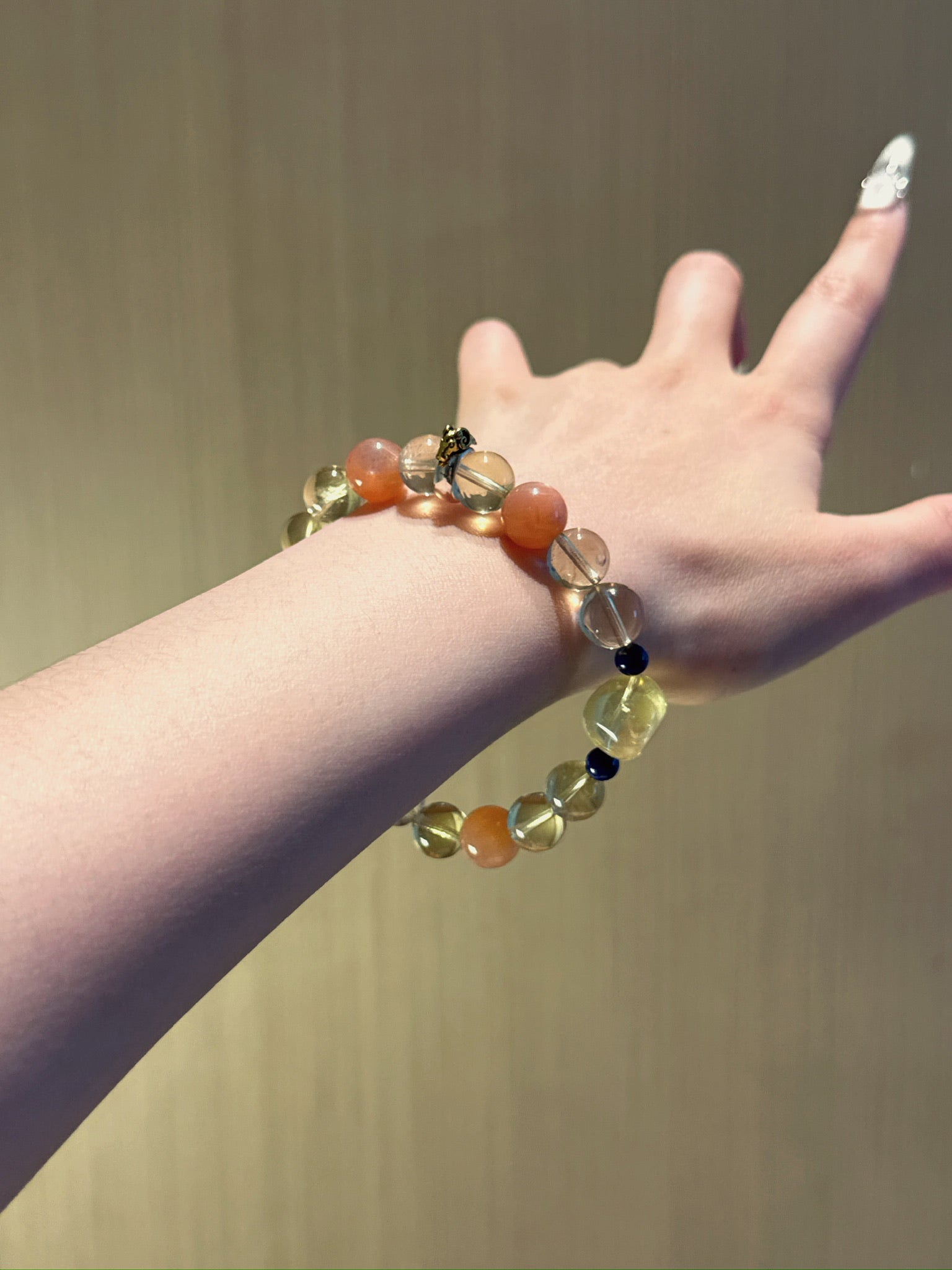 Goat (Chinese Zodiac) Natural Crystal Bracelet — Rhodochrosite, Citrine, Sunstone, Lapis Lazuli | Zodiac Crystal Jewelry
