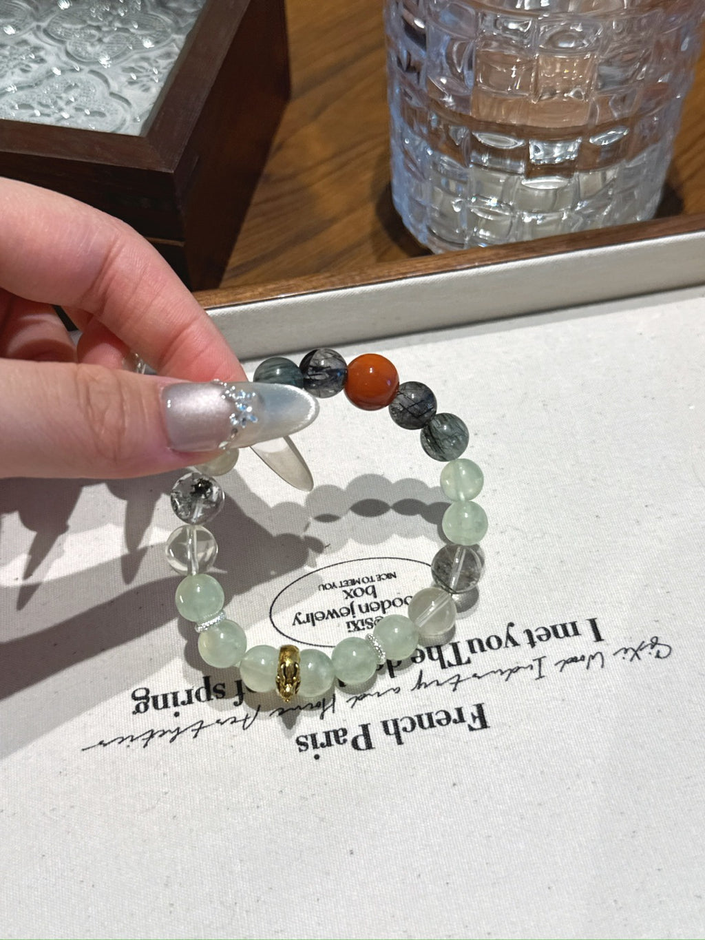 Rabbit (Chinese Zodiac) Natural Crystal Bracelet — Black Rutilated Quartz, Prehnite, Green Rutilated Quartz, Green Phantom Quartz, Citrine… | Zodiac Crystal Jewelry
