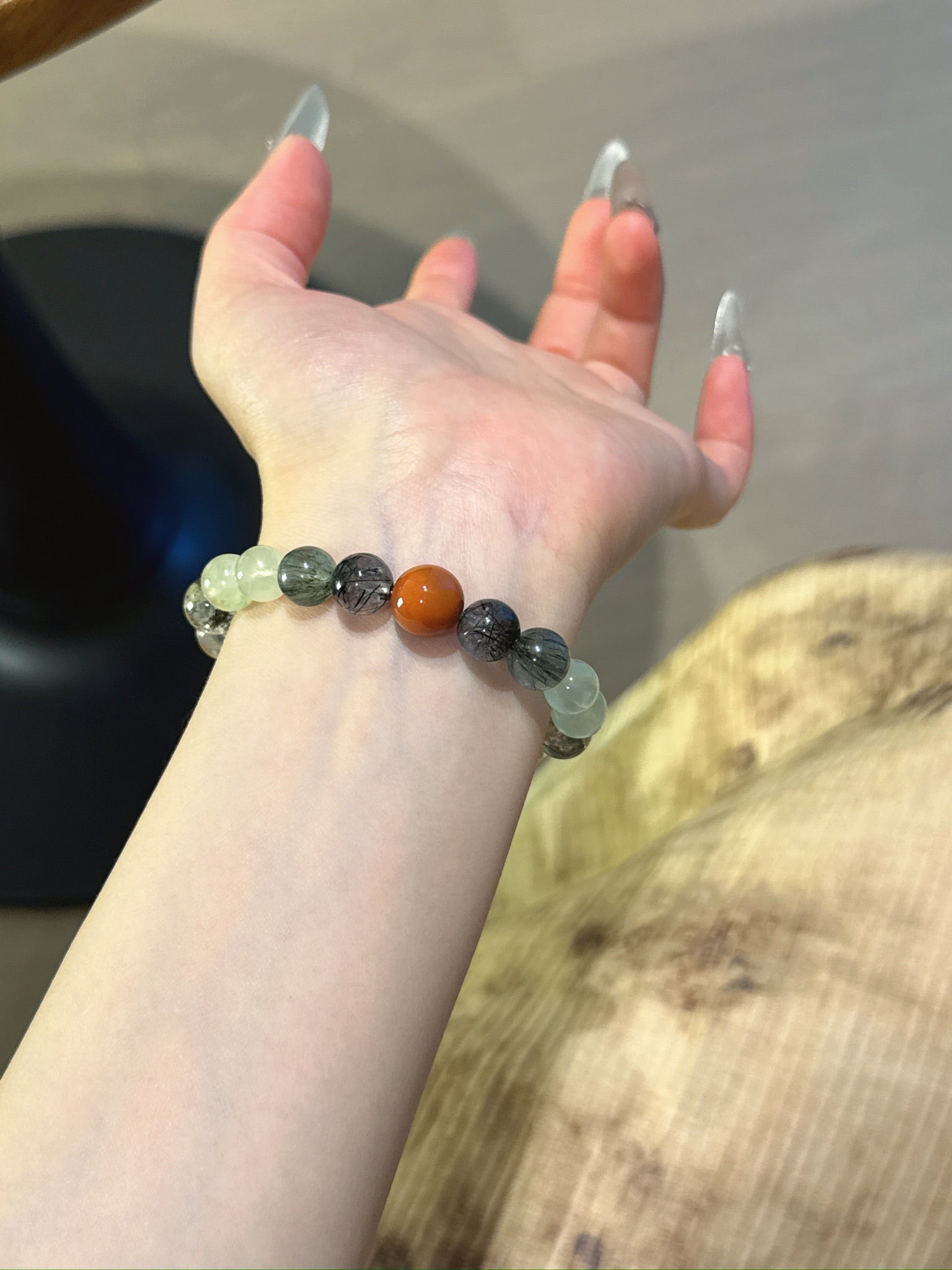 Rabbit (Chinese Zodiac) Natural Crystal Bracelet — Black Rutilated Quartz, Prehnite, Green Rutilated Quartz, Green Phantom Quartz, Citrine… | Zodiac Crystal Jewelry